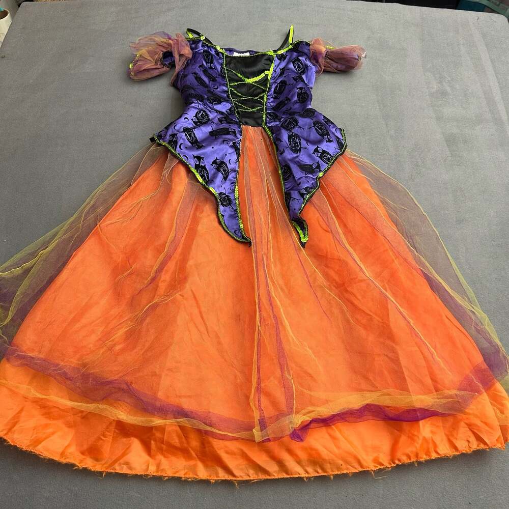 Rubie's Witch Halloween Costume Dress Up Size Medium Purple Orange Tulle Sequins